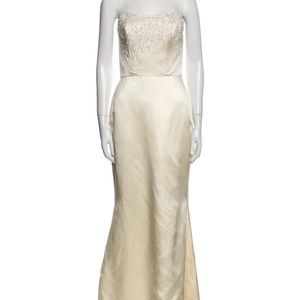$4800 NWT  bridal Ines di Santos cream strapless silk satin beaded gown